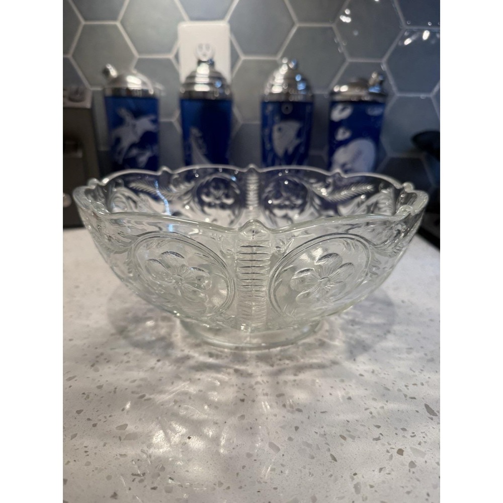 McKee Rock Crystal Clear 10" Footed Salad Serving Bowl  EAPG Depression Glass